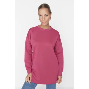 Trendyol Pink Crew Neck Basic Scuba Knitted Sweatshirt