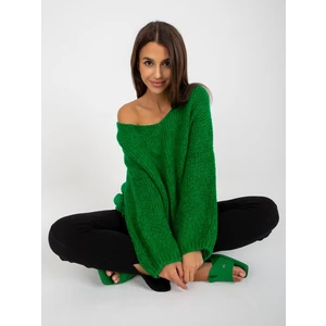 Green oversize sweater RUE PARIS with wide sleeves