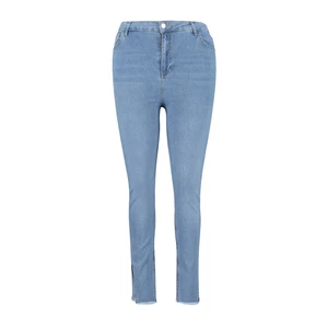 Trendyol Curve Light Blue Elastic Skinny Denim Jeans with Slits and Tassel Detail on the legs