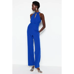 Trendyol Sax-Weave Jumpsuit with Shiny Stones