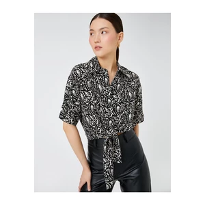 Koton Crop Shirt with Tie Front