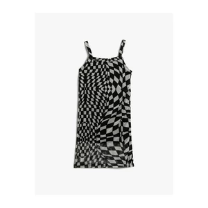 Koton Checkered Dress With Straps Midi Lined