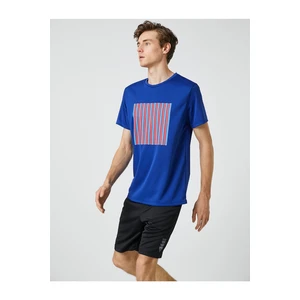 Koton Sports T-Shirt with Stripe Print Crew Neck Breathable Fabric.