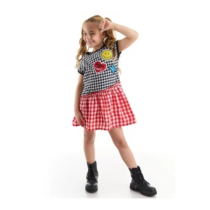 Mushi Power Knitted Gingham Girl Red Black Dress