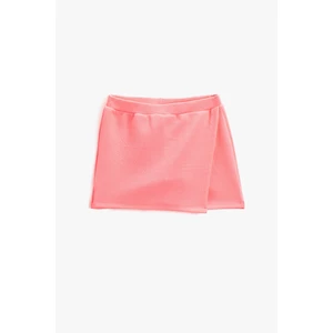 Koton Basic Mini Shorts Skirt Double Breasted. Elastic Waist, Textured.