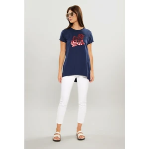 MONNARI Woman's T-Shirts Ladies' T-Shirt With Longer Back Navy Blue