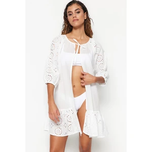 Trendyol White Mini Weave Embroidered Beach Dress