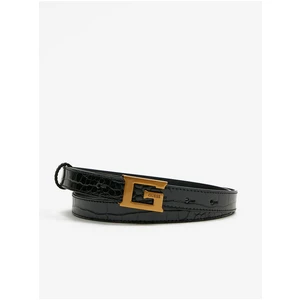 Black Ladies Belt with Crocodile Pattern Guess - Women