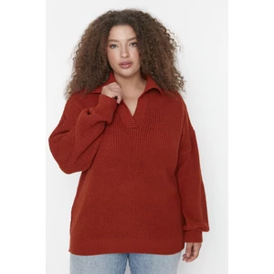 Trendyol Curve Plus Size Sweater - Red - Regular fit