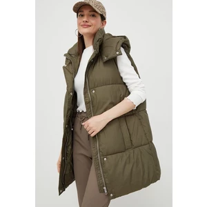 Khaki Quilted Vest with Detachable Hood ONLY Demy - Women