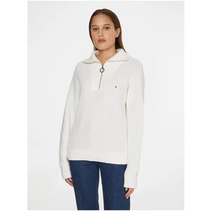White Women's Sweater with Tommy Hilfiger Collar - Women