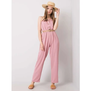 RUE PARIS Pink jumpsuit with belt