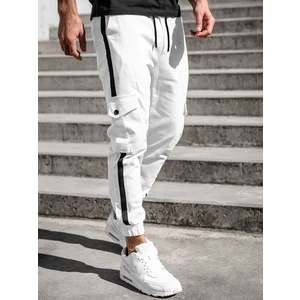 Pantaloni cargo albi Bolf 0012