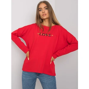 RUE PARIS Women's red cotton long sleeve shirt