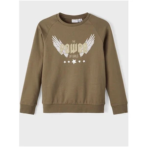 Khaki girls' sweatshirt with print name it Venus - unisex