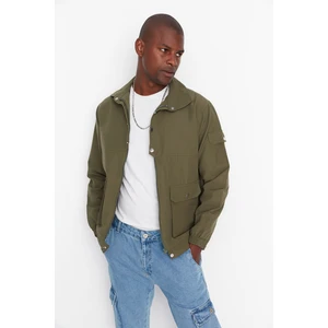 Trendyol Khaki Men's Double Flap Pocket Zippered Slim Coat