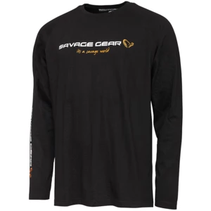 Savage Gear Horgászpóló Signature Logo Long Sleeve T-Shirt Black Caviar M