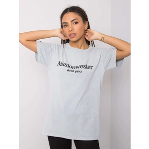 RUE PARIS Gray t-shirt with embroidered inscription