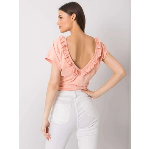 Peach blouse with a neckline on the back