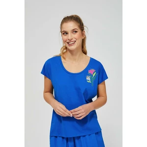 Plain t-shirt with a print - blue