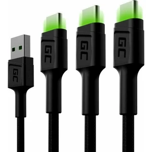 Green Cell KABGCSET03 Set 3x GC Ray USB-C 200cm Čierna 200 cm USB Kábel