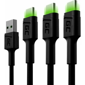 Green Cell KABGCSET03 Set 3x GC Ray USB-C 200cm Noir 200 cm Câble USB