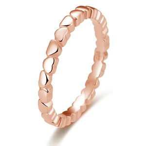 Beneto Pozlacený stříbrný prsten se srdíčky AGG344-ROSE 58 mm
