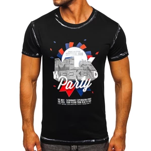 Tricou cu imprimeu negru bărbați Bolf s028