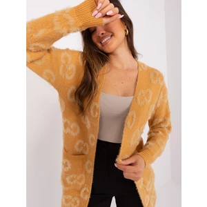 Camel women's cardigan with patterns