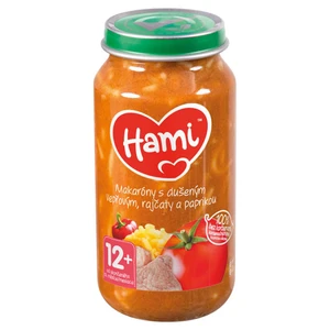 Hami Makaróny s duseným bravčovým paradajkami a paprikou 250 g,HAMI Príkrm mäsovo-zeleninový Makaróny s duseným bravčovým, paradajkami a paprikou 250g