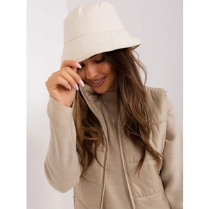 Light beige bucket cap with stitching