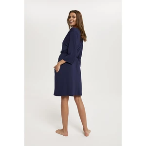 Women's Song Bathrobe with 3/4 Sleeves - Navy Blue