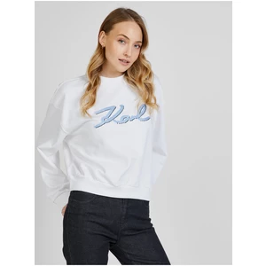 Mikina Karl Lagerfeld Logo Blouson Sweatshirt - Bílá - L