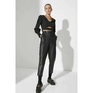 Trendyol Limited Edition Black Front Buttoned Trousers