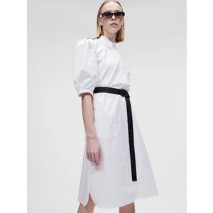 Šaty Karl Lagerfeld Poplin Shirt Dress - Bílá - 40