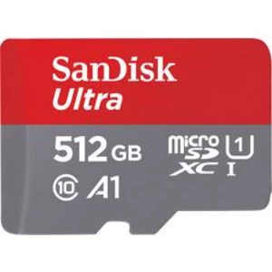 Paměťová karta microSDXC, 512 GB, SanDisk Ultra®, Class 10, UHS-I, výkonnostní standard A1, vč. softwaru Android, vč. SD adaptéru
