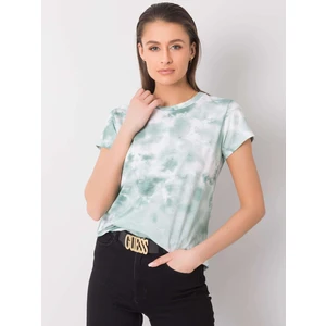 Green and white tie-dye t-shirt