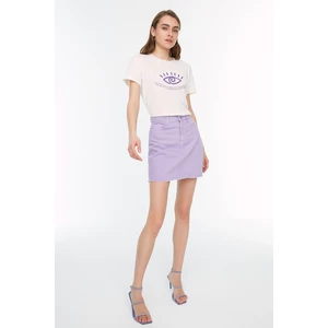 Trendyol Lilac Basic Mini Denim Skirt