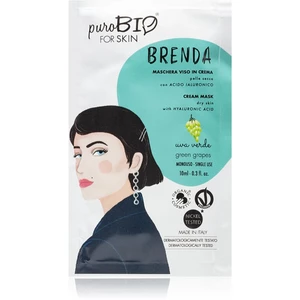 puroBIO Cosmetics Brenda Green Grapes hydratační a vyživující maska s kyselinou hyaluronovou 10 ml