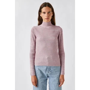 Koton Women's Pink Stand-Up Collar Sweater