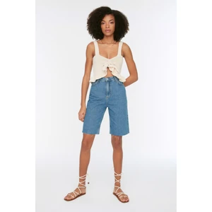 Trendyol Blue Cropped Denim Bermuda