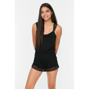 Trendyol Black Lace Viscose Knitted Jumpsuit
