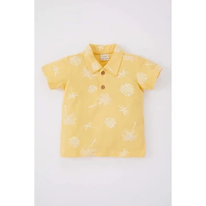 DEFACTO Baby Boy Regular Fit Tropical Patterned Pique Short Sleeved T-Shirt