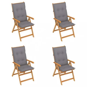 Skládací zahradní židle s poduškami teak / látka Dekorhome Šedá,Skládací zahradní židle s poduškami teak / látka Dekorhome Šedá