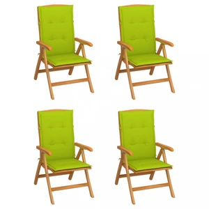Zahradní židle 4 ks teak / látka Dekorhome Světle zelená,Zahradní židle 4 ks teak / látka Dekorhome Světle zelená