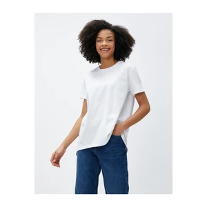 Koton Basic T-Shirt Short Sleeve Crew Neck Asymmetrical Cut