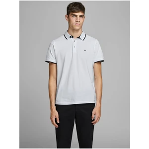 Bílé pánské polo tričko Jack & Jones Paulos - Pánské