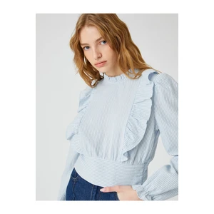 Koton Crop Blouse Long Sleeves Ruffle Detailed