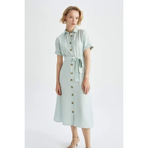 DEFACTO Short Sleeve Midi Short Sleeve Woven Dress