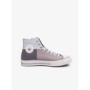 Ružovo-sivé pánske členkové tenisky Converse Chuck 70 Crafted Patchwork